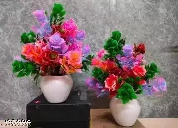 Plastic Artificial Flowers, Multioclor, Pack of 2