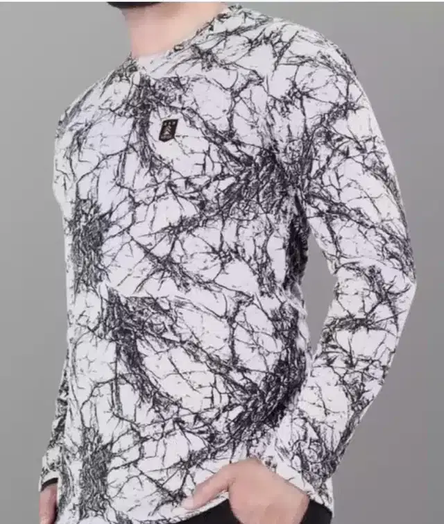 Full Sleeves Printed Men T-Shirt (White, XL)