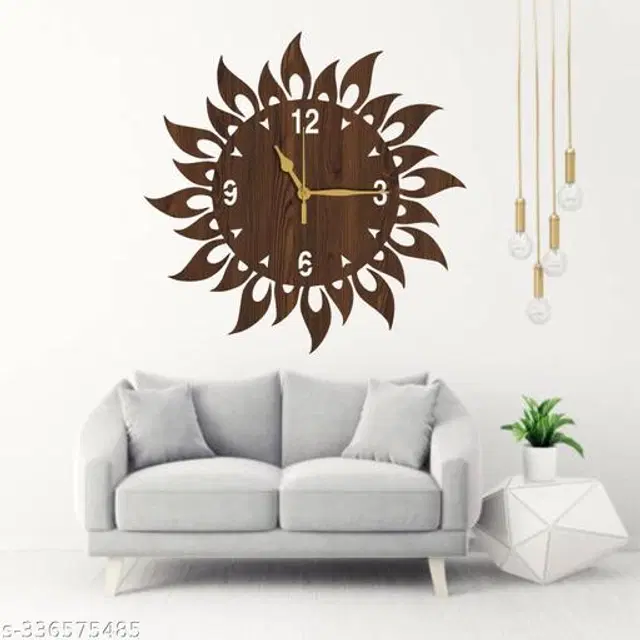 Wooden Wall Clock for Home, Brown