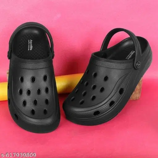 Aqualite EVA Clogs for Women (Black, 8)