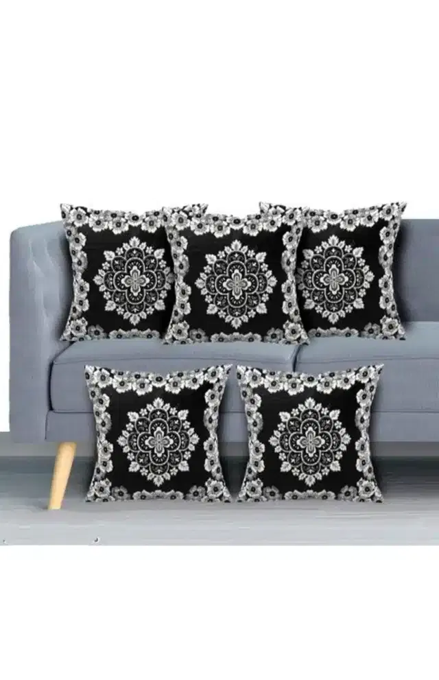 Premium Cotton Cushion Cover, 16x16 inch, Multicolor, Set of 5, A-28