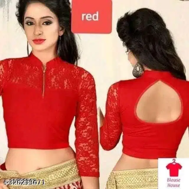 Three-Quarter Sleeves Blouse for Women (Red, 28)