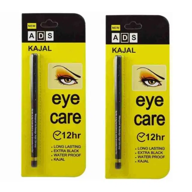 Ads Waterproof Long-Lasting Kajal, Black, Pack of 2