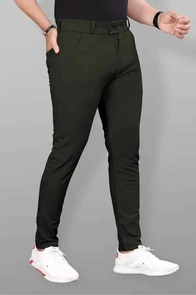 Lycra Blend Trouser for Men (Bottle Green, 34)