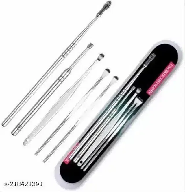 Ear Wax Cleaner Tool Set, Silver, Set of 1
