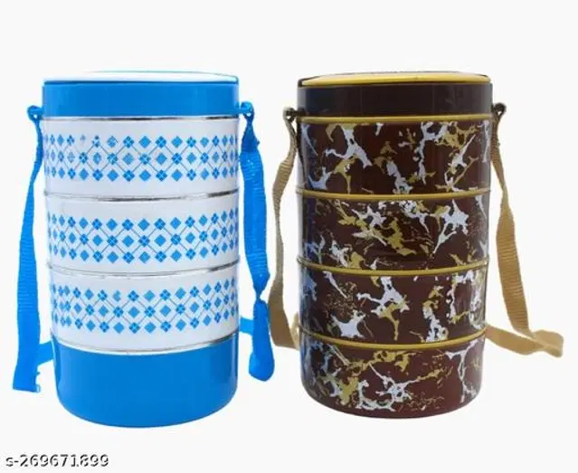 Plastic Lunch Box, Multicolor, Pack of 2