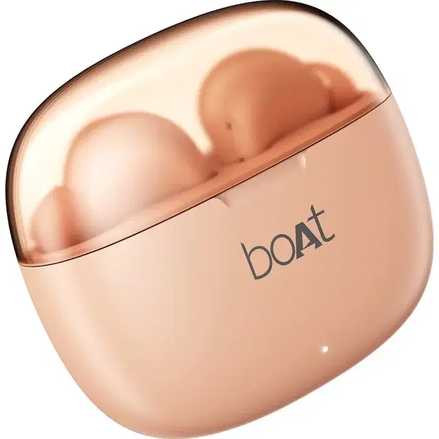 boAt Airdopes 212,Translucent Lid, 50H Battery,ENx Tech, App Support Bluetooth Headset (Peach Blush, In the Ear)