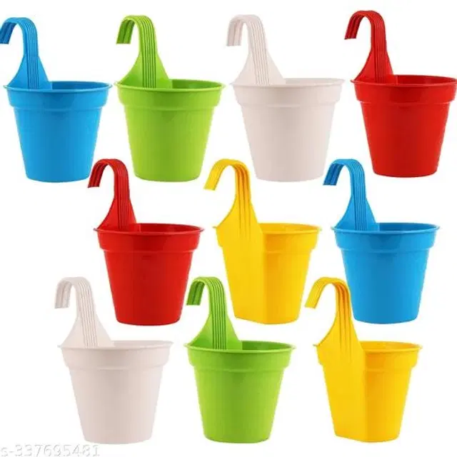 Plastic Hanging Planters, Multicolor Pack of 10