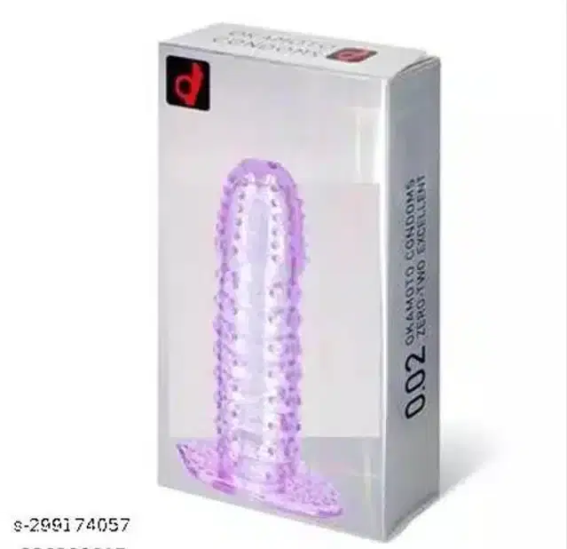Silicone Reusable Dotted Condom, Purple