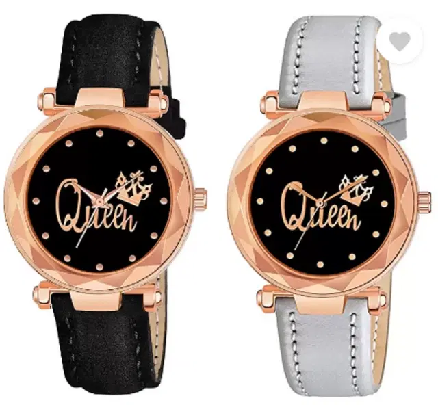 Analog Watch for Women & Girls, Pack of 2 (Multicolor)