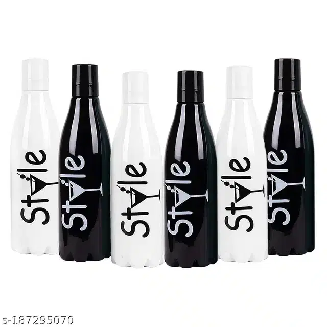 Plastic Water Bottles Set, Pack of 6, Multicolor, 1000 ml