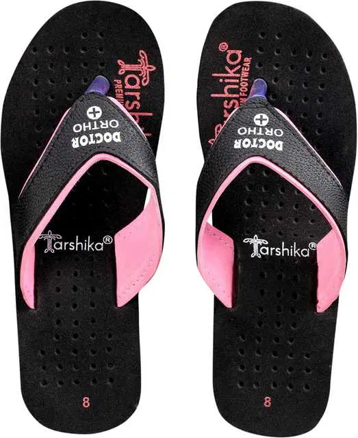 Women EVA Casual Flip Flops (Black & Pink, 7) (SD-737)