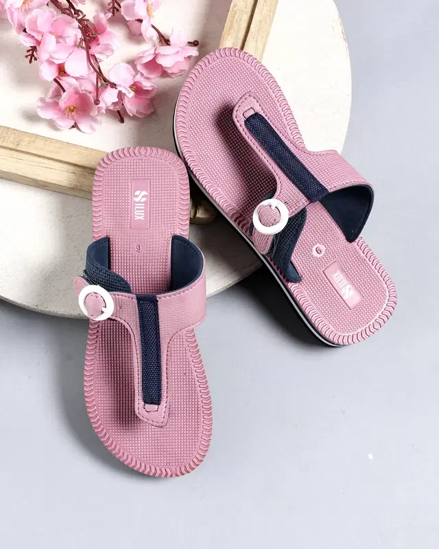 Solid Flip-flops for Women (Pink, 4)