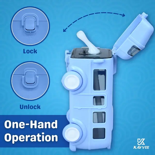 Plastic Bus Shape Sipper Bottle for Kids, Multicolor (1000 ml)