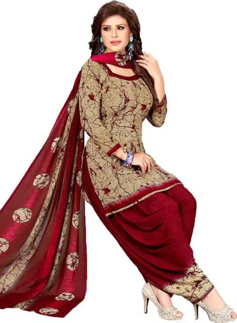 Yashika Unstitched Crepe Salwar Suit Material (Red) (Y-239)