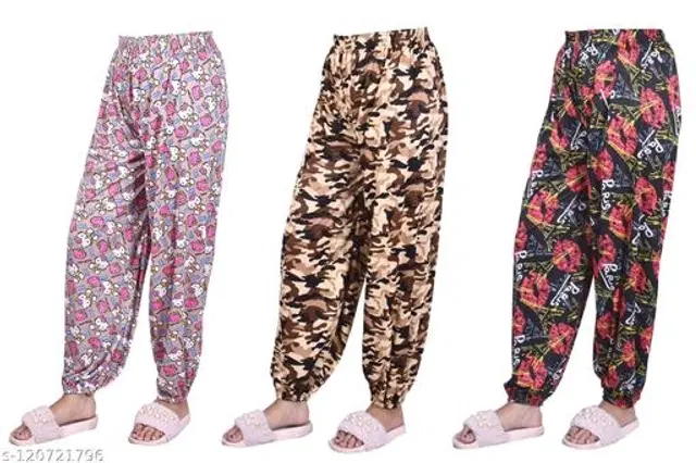 Lycra Pyjamas for Women, Pack of 3 (Multicolor, L)