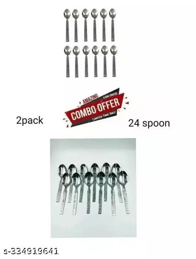 Stainless Steel Spoons, Silver, Pack of 24