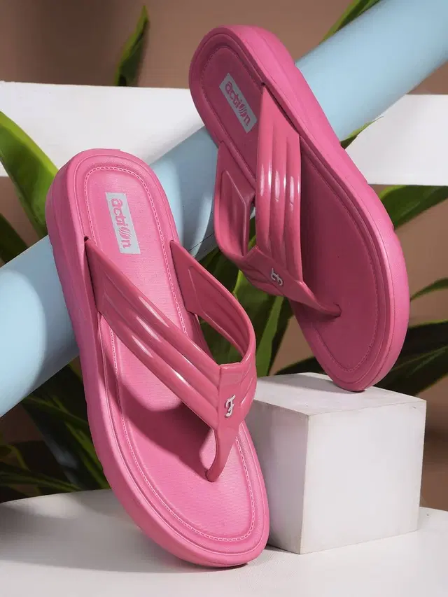 action Casual Slippers for Women (Pink, 8)