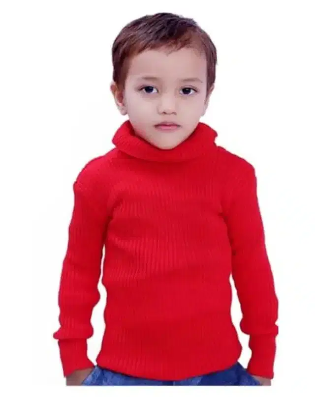 Woolen Full Sleeves Thermal T-Shirt for Kids (Red, 6-12 Months)