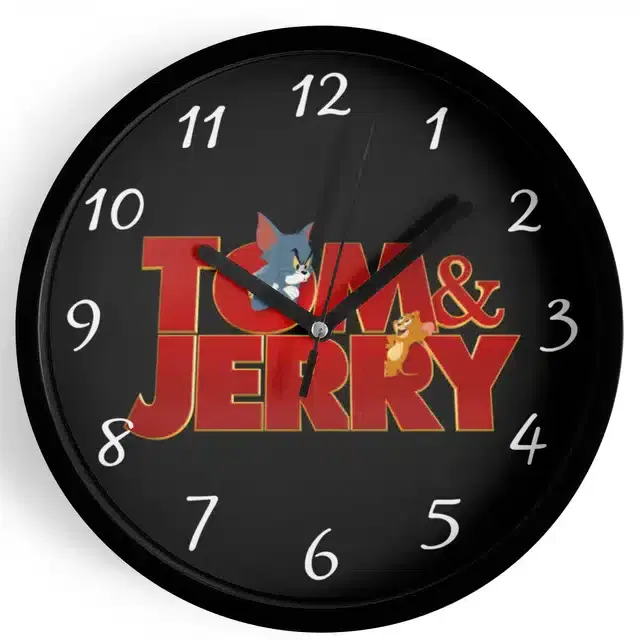 Analog Tom & Jerry Wall Clock for Home, Black, 7 Inches