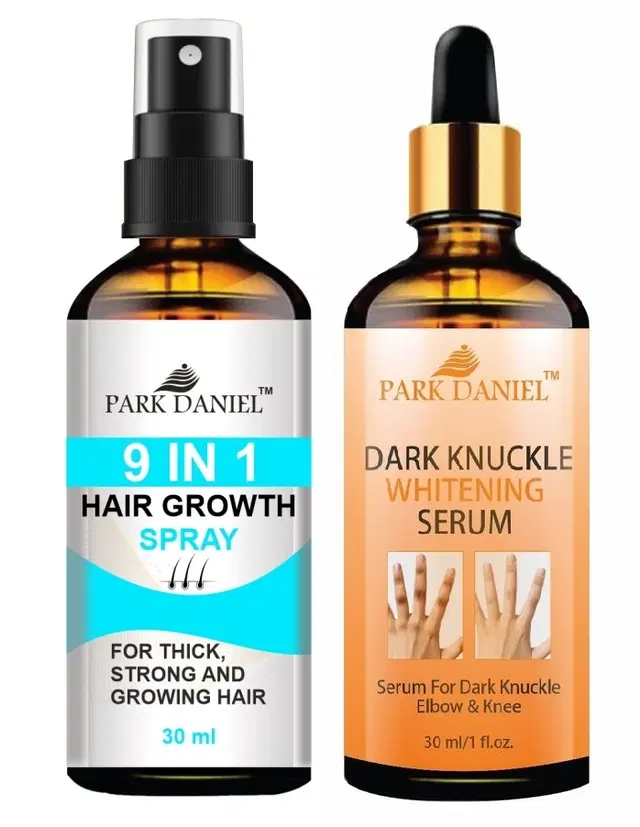 Park Daniel 9 in 1 Hair Growth Spray with Dark Knuckle Skin Whitening Serum, 30 ml, Set of 2
