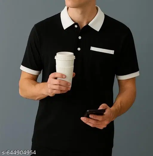 Cotton Blend Solid T-shirt for men, Black (3XL)