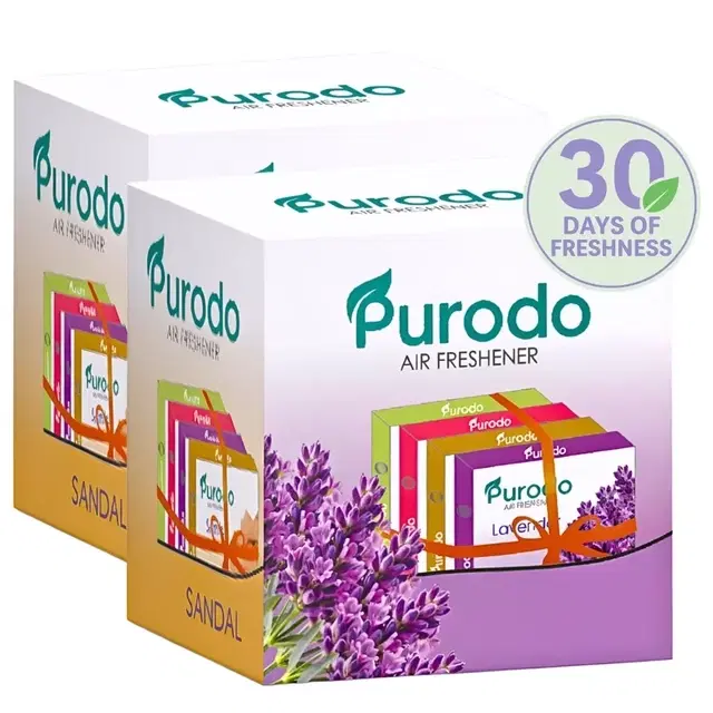 Purodo Air Freshner Blocks- Lavender, Jasmine, Sandal & Rose 8X50 g (Pack of 8)