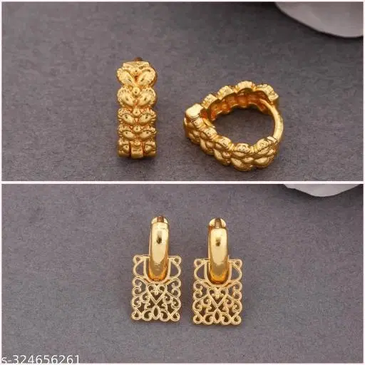 Gold Plated Earring/Stud/Bali Combo For Women'S/Girls