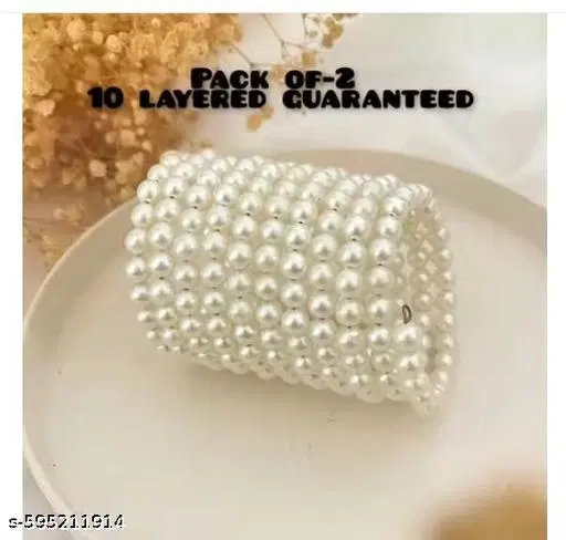 Stylish trending pearl combo pack of 2 bangle bracelet
