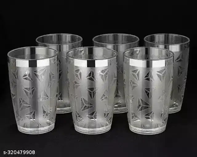 Plastic Drinking Glass, White, Pack of 6