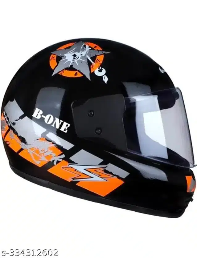 Full Face Helmet for Men & Women, Black & Orange