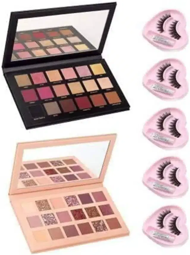 Eyeshadow Palette, 2 Pcs with Eyelashes, 5 Pcs, Set of 3