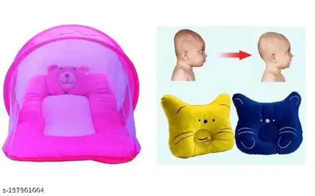Baby Mosquito Net with 2 Pcs Baby Pillow, Multicolor, Set of 2