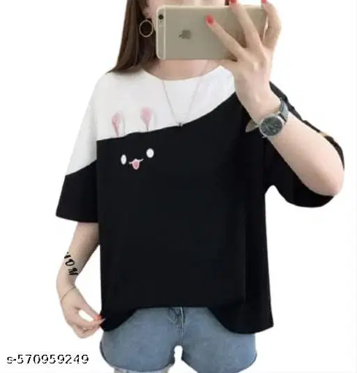 Polycotton T-shirt for Women, Black (XS)