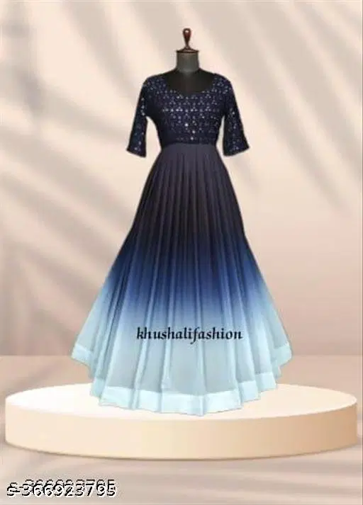 Colorblocked Pleated Gown for Women (Multicolor, S)