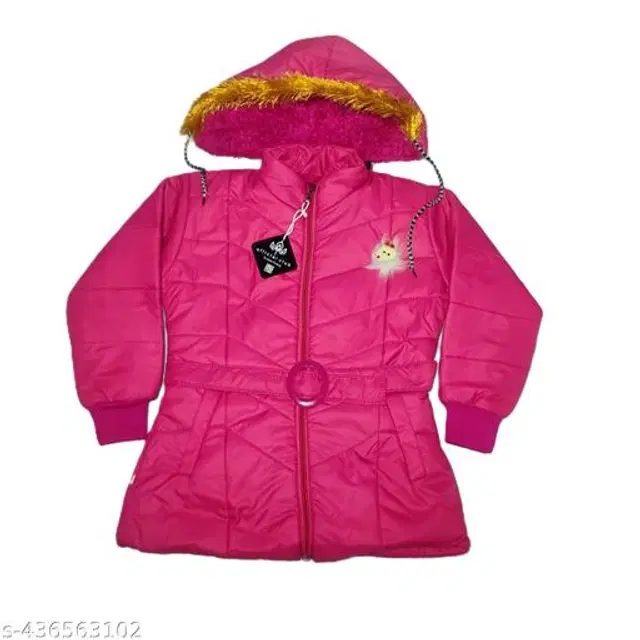 Polyester Jacket for Girls (Pink, 0-6 Months)