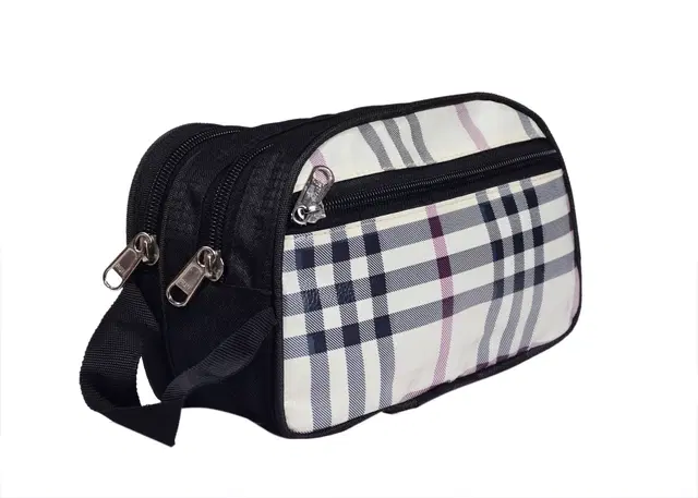 Canvas Portable Accessories & Cosmetics Storage Pouch, White