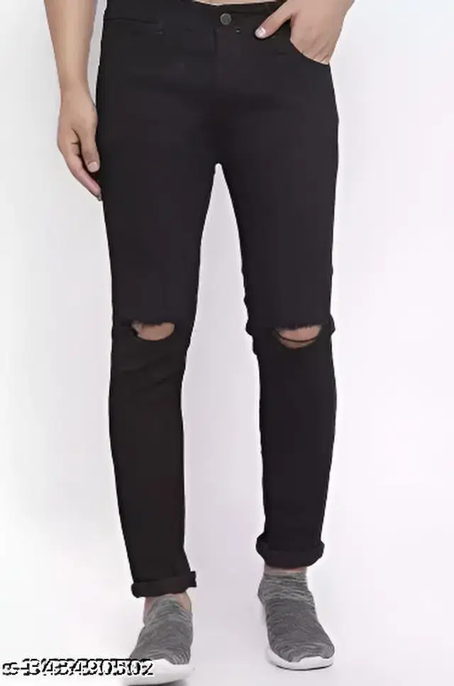 Denim Slim Fit Jeans for Men (Black, 28)