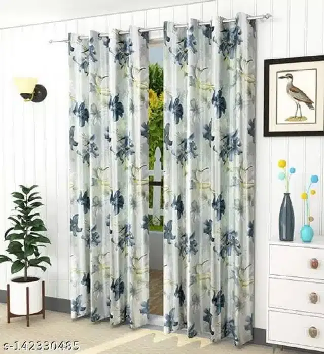 Polyester Window Curtain, Multicolor, 5 Feet, Pack of 2