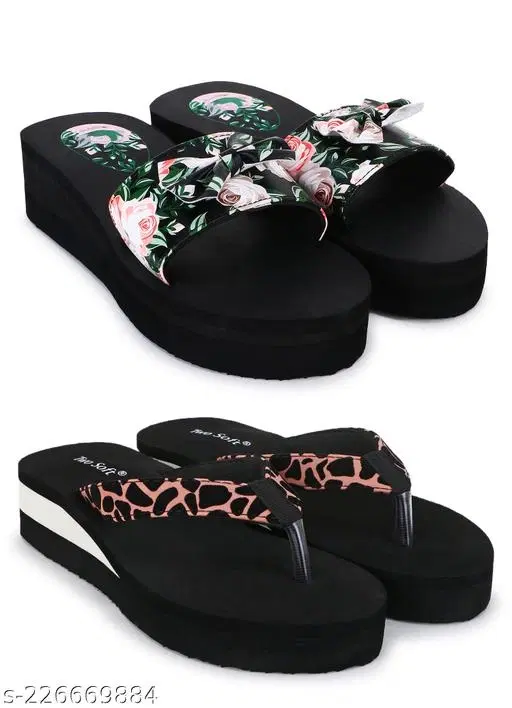 EVA Flip-flops for Women (Black, 5) Pack of 2