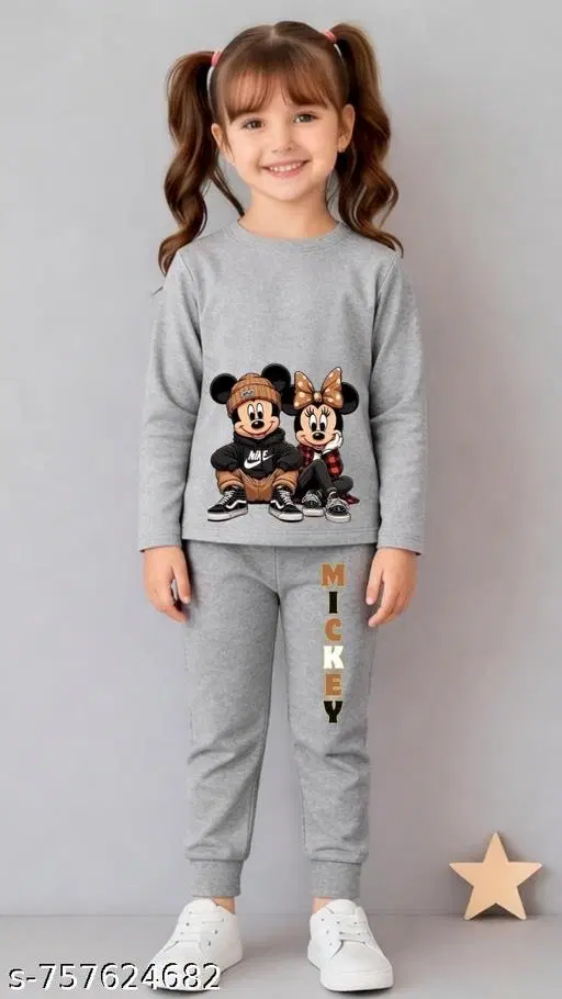 Cotton Blend Clothing Set for Girls, Grey (18-24 Months)