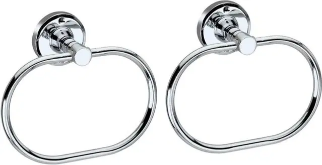 Stainless Steel Multipurpose Towel Ring with Wall Flange, Silver, Set of 2