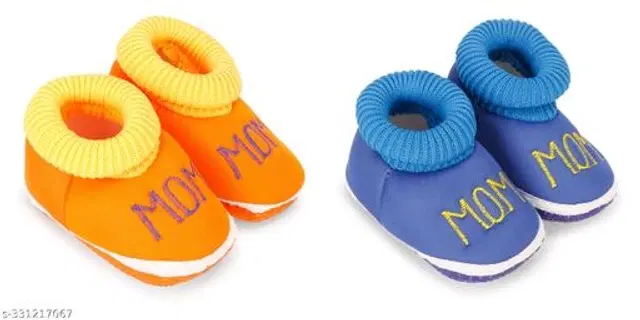 Booties for Infants, Pack of 2 (Yellow & Blue, 6-9 Months)
