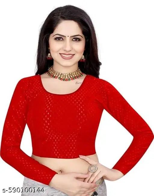 Lycra Ready Made Blouse for Women, Red (30)