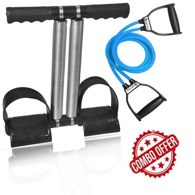 Ajro Deal Dual Spring Tummy Trimmer Combo With Resistance Bands