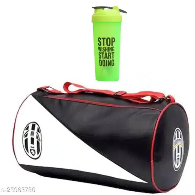 Combo of Gym Bag with Shaker Bottle, 600 ml, Multicolor, Set of 2