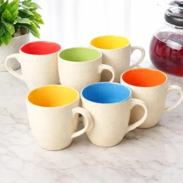 Ceramic Tea & Coffee Cup, Multicolor, Pack of 6 (140 ml)