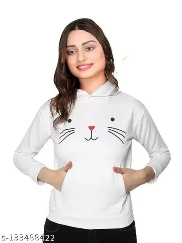 Full Sleeves Hoodie for Women (White, XL)
