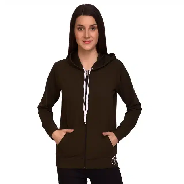 Women's Solid Sweatshirt (Olive Green, XL)