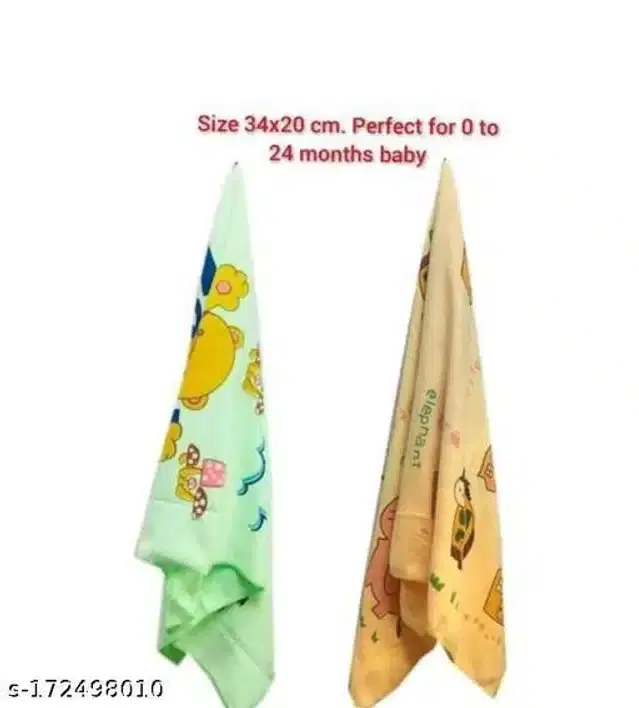 Extra Soft Bath Towel for Baby, Green & Yellow, Pack of 2
